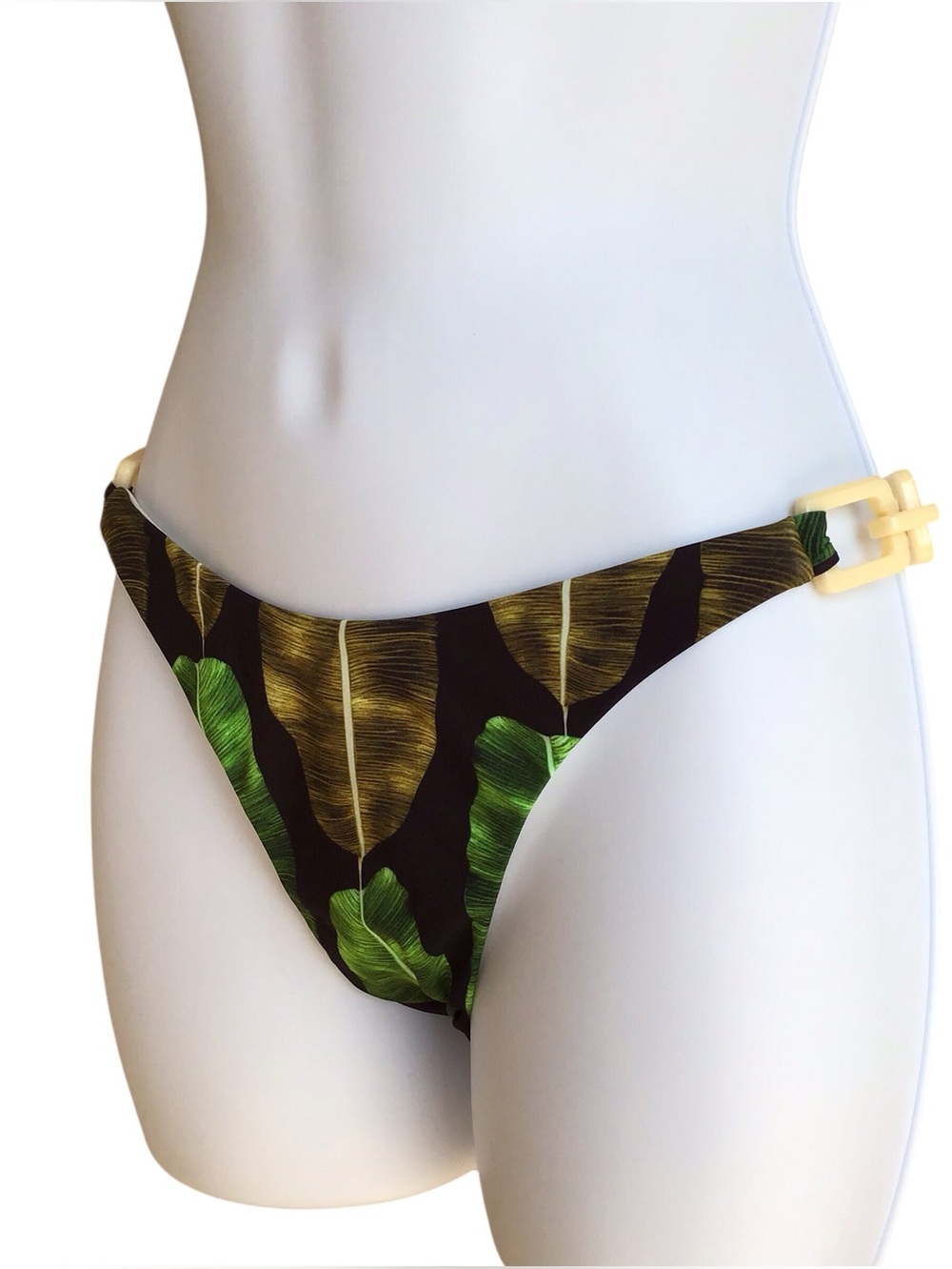 Sauvage Tropical Leaf Print Bikini Bottom NEW
